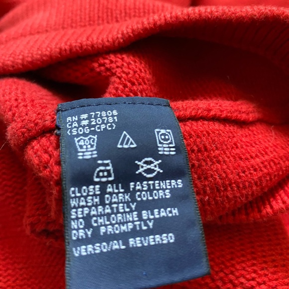 TOMMY HILFIGER TOMMY JEANS RED SWEATER 1/4 ZIP LARGE MEN KNIT VINTAGE - Picture 6 of 7